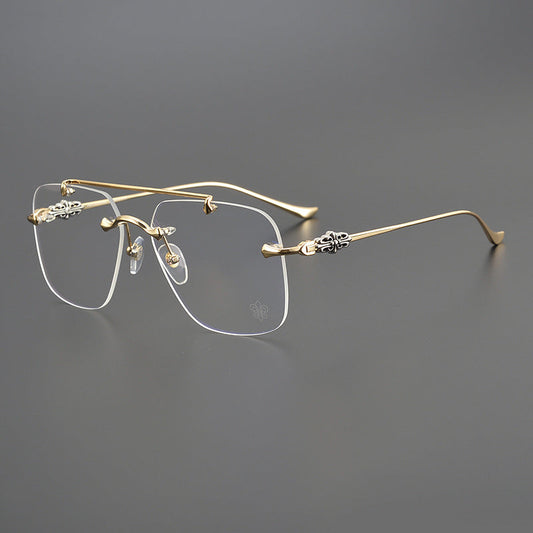 CHH Chrome Hearts Glasses Fashion Double Beam Frameless Myopia Glasses Frame