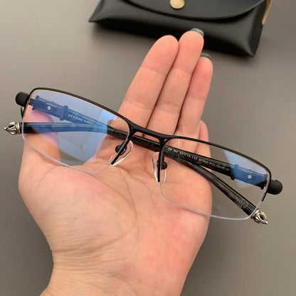 CHH Chrome Hearts Glasses Half Frame Square Glasses Frame Literary Retro Business