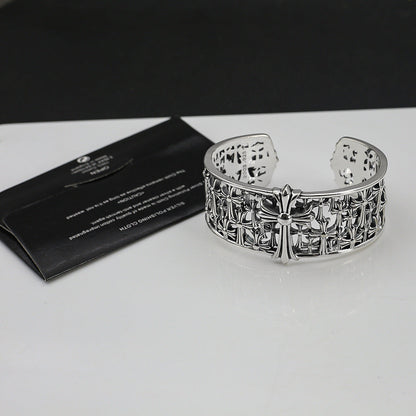 Chrome Hearts Silver Cemetery cross open bracelet