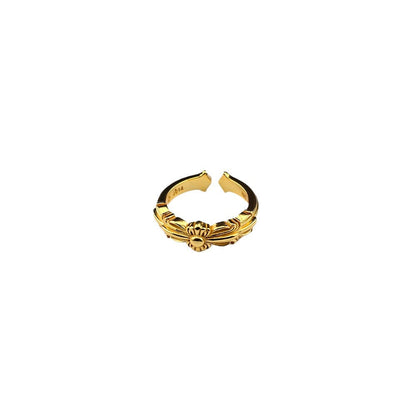 Chrome Hearts 24k gold cross flower open ring