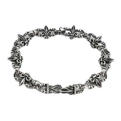 Chrome Hearts 925 Sterling silver Vitange Gothic fleur-de-lis Crown bracelet
