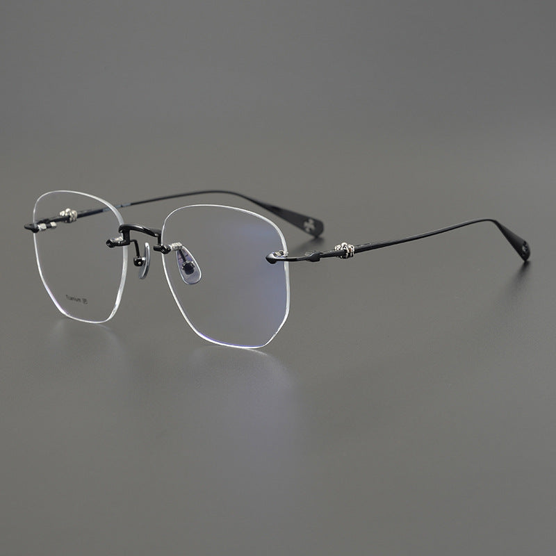 CHH Chrome Hearts Glasses Ultra Light Titanium Frameless Wide Myopia Glasses Frame