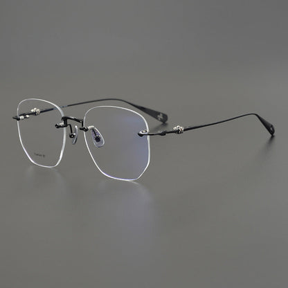 CHH Chrome Hearts Glasses Ultra Light Titanium Frameless Wide Myopia Glasses Frame