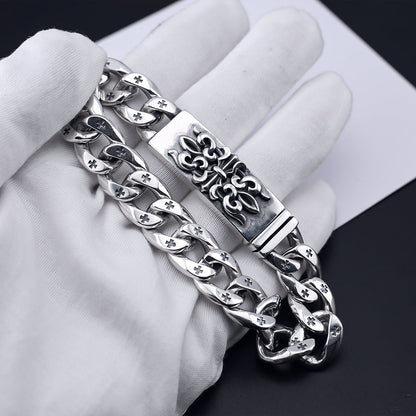Chrome Hearts distressed butterfly flower cross bracelet