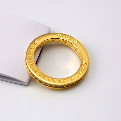 Chrome Hearts 24k Gold-plated Cross Full Diamond Ring