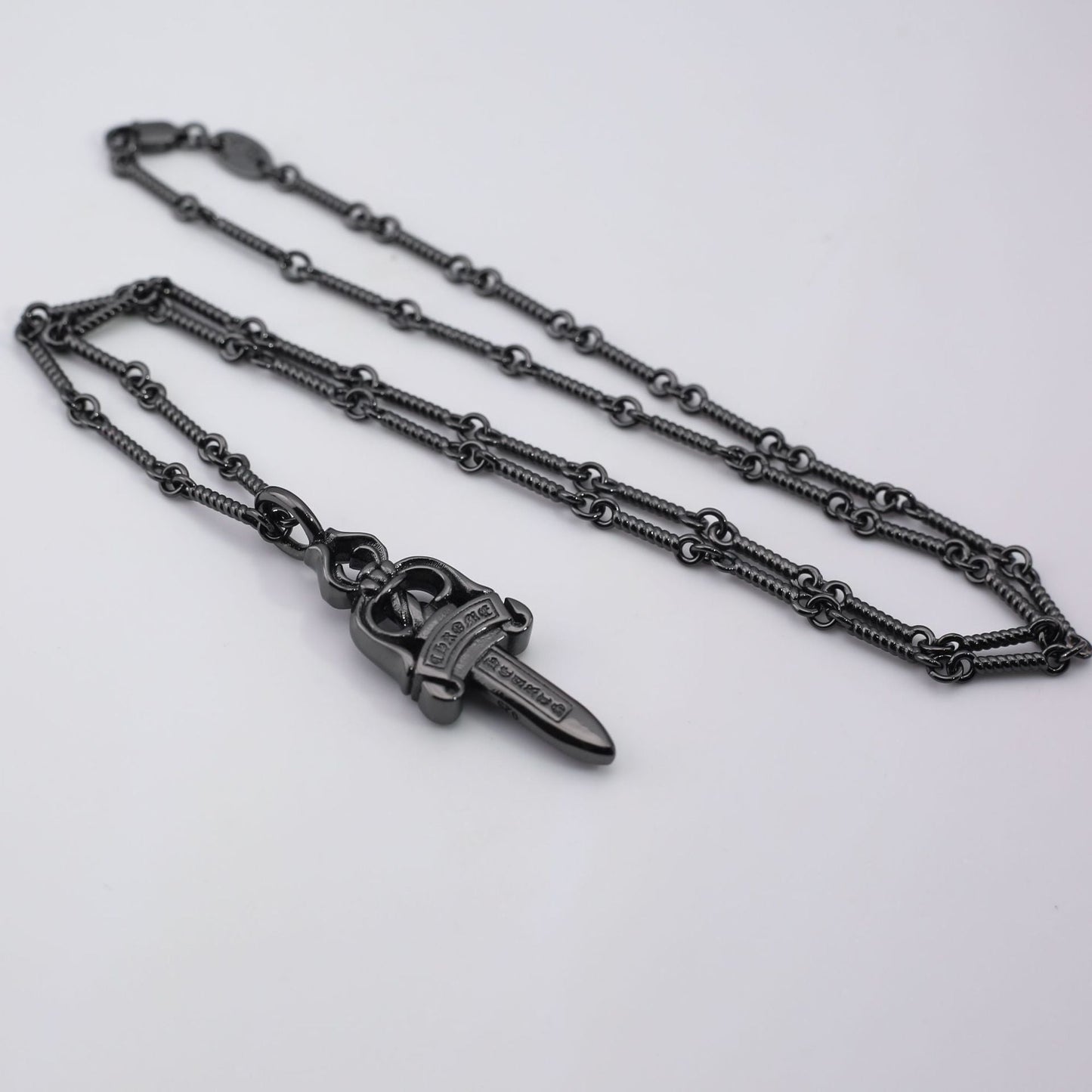 Chrome Hearts Retro Black Big Sword Diamond Necklace