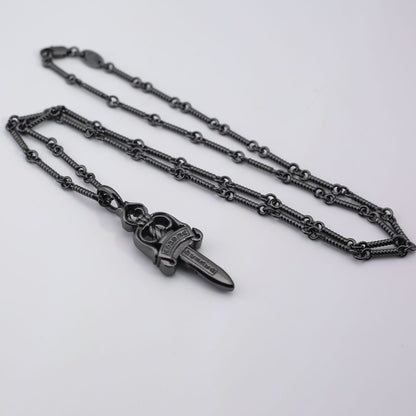 Chrome Hearts Retro Black Big Sword Diamond Necklace