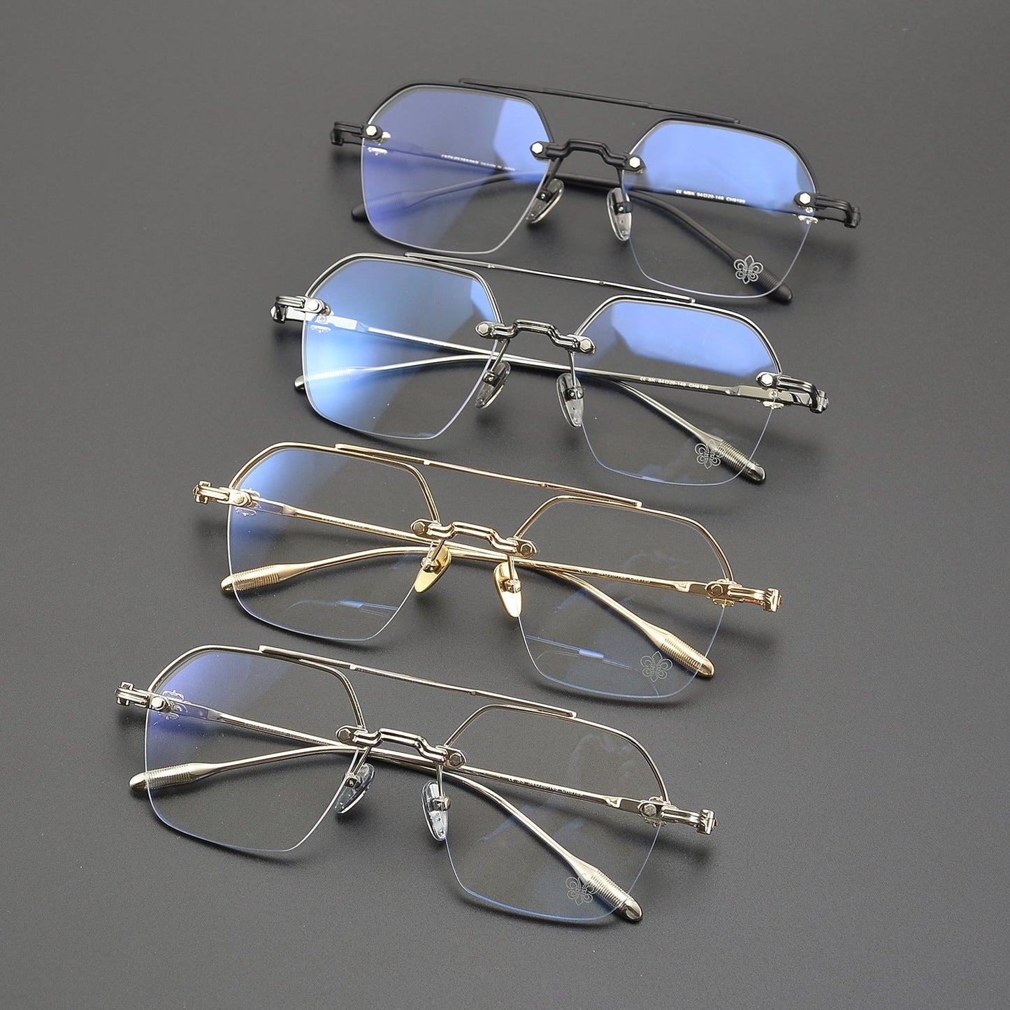 CHH Chrome Hearts Glasses Vintage gold rimless myopia frames