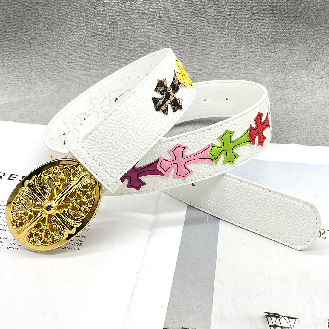 Chh Chrome Heart Belt Embroidery Belt Male