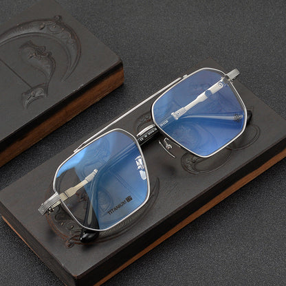 CHH Chrome Hearts Glasses Pure Titanium Double Beam Polygonal Myopia Glasses Frame & Sunglasses