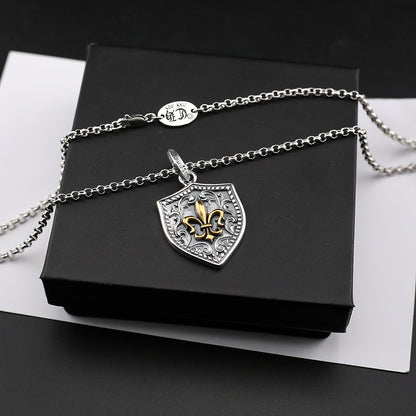Chrome Hearts gold anchor shield pendant