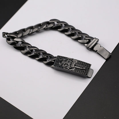 Chrome Hearts black full diamond holy Dagger ID Bracelet