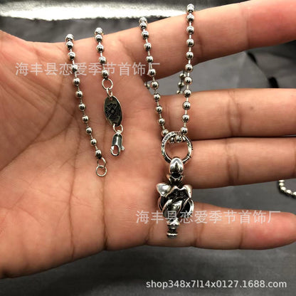 Chrome Hearts heart-shaped sword cross pendant