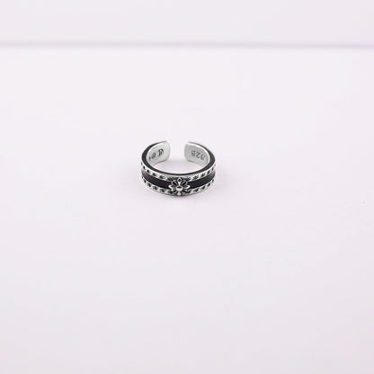 Chrome Hearts cross print retro style open ring