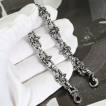 Chrome Hearts 925 Sterling silver Vitange Gothic fleur-de-lis Crown bracelet