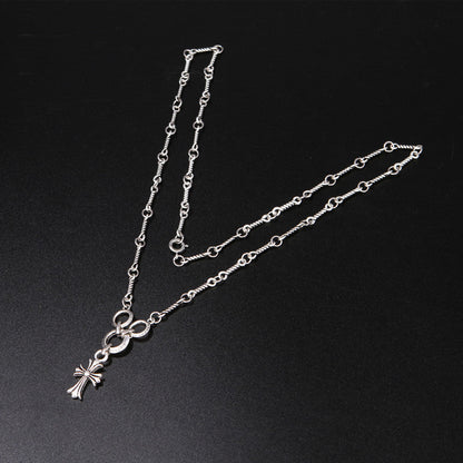 Chrome Hearts cross three-ring bamboo necklace