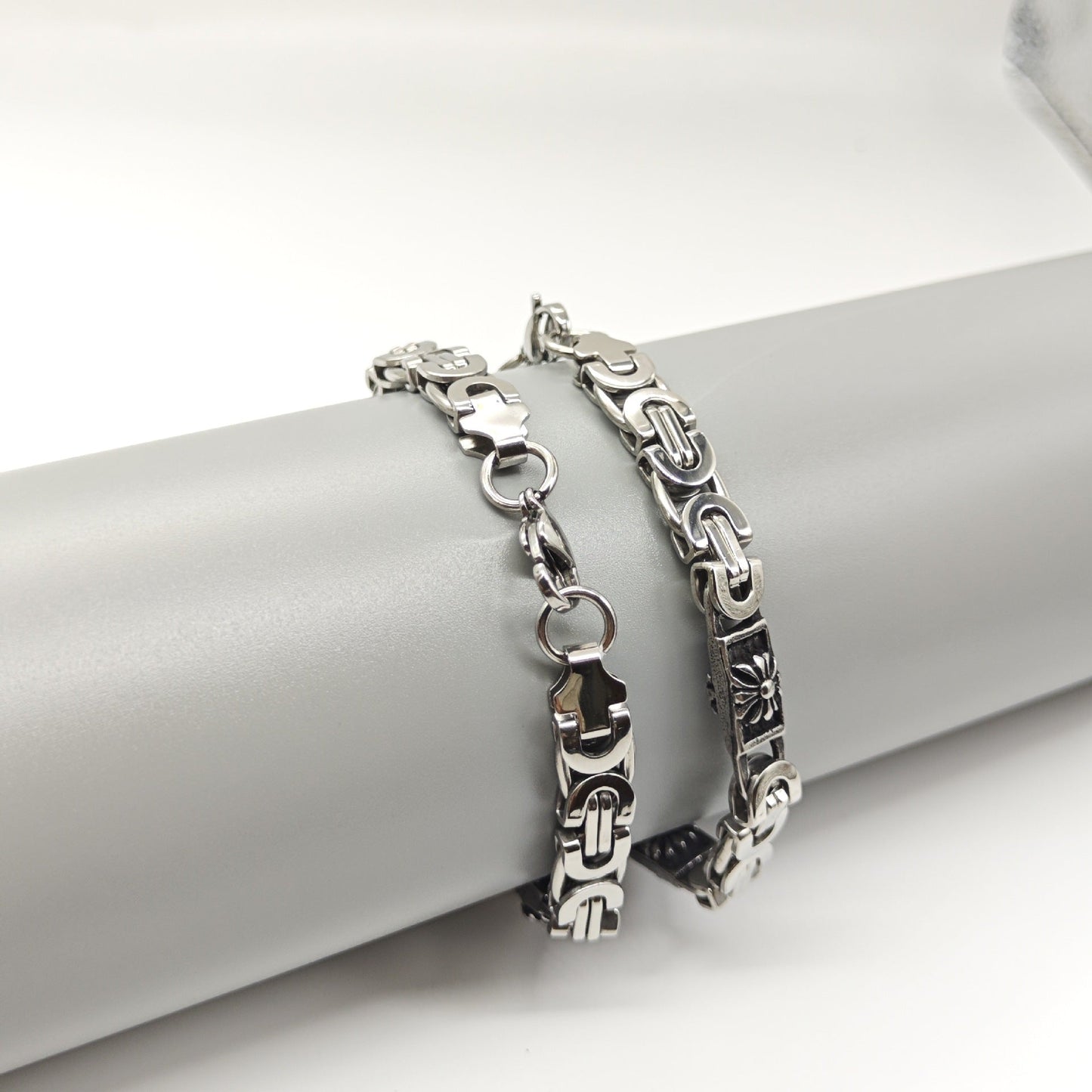 Chrome Hearts stainless steel flat link chain scout flower bracelet