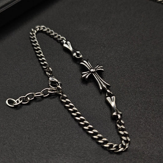 Chrome Hearts Silver Plus Cross chain bracelet 925 Sterling Silver