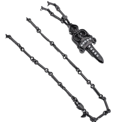 Chrome Hearts Retro Black Big Sword Diamond Necklace