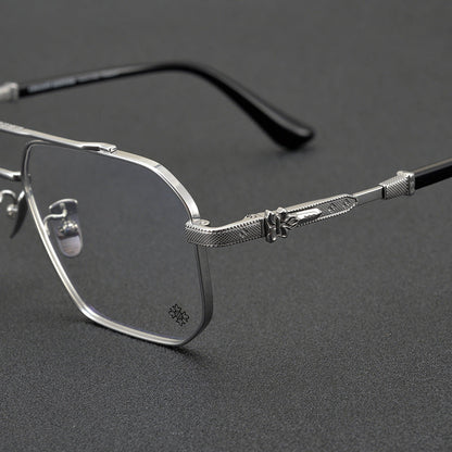 CHH Chrome Hearts Glasses Pure Titanium Double Beam Polygonal Myopia Glasses Frame & Sunglasses