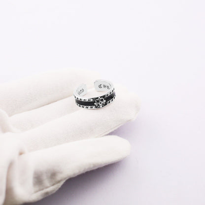 Chrome Hearts cross print retro style open ring