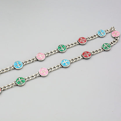 Chrome Hearts anchor cross flower pattern enamel drip necklace