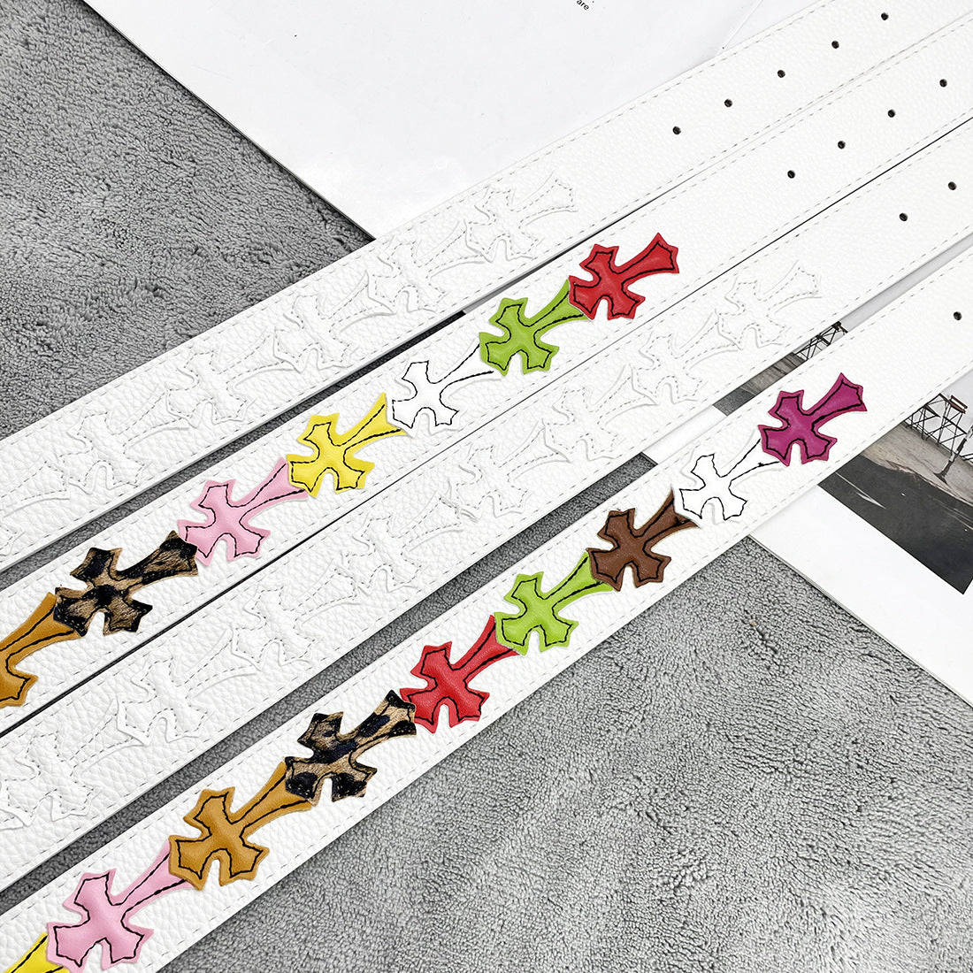 Chh Chrome Heart Belt Embroidery Belt Male