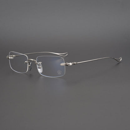 CHH Chrome Hearts Glasses Square Frameless Pure Titanium Ultra Light Myopia Glasses Frame