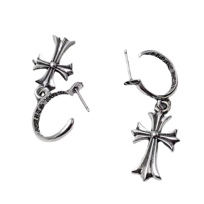 Chrome Hearts diamond cross punk earrings