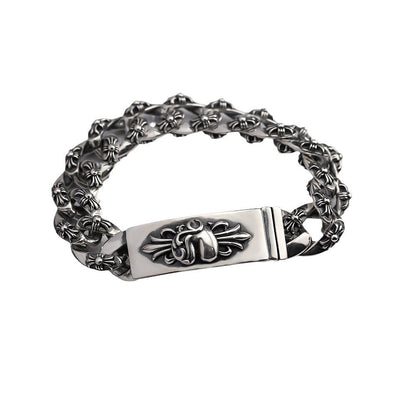 Chrome Hearts Floral cross heart ID bracelet