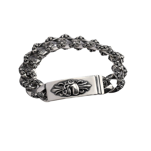 Chrome Hearts Floral cross heart ID bracelet