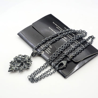 Chrome Hearts black bloody mary cross cool blue zircon necklace