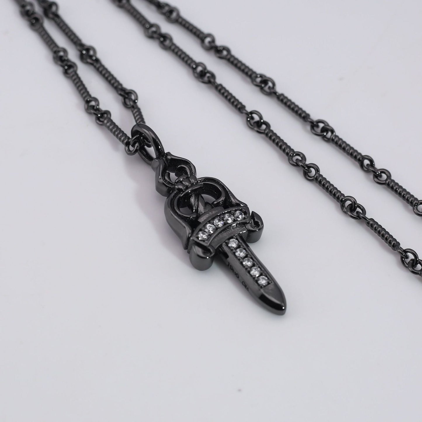 Chrome Hearts Retro Black Big Sword Diamond Necklace