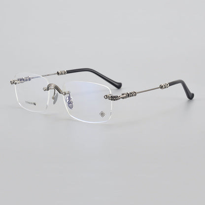 CHH Chrome Hearts Glasses Frameless Pure Titanium Glasses Frame Personalized Business