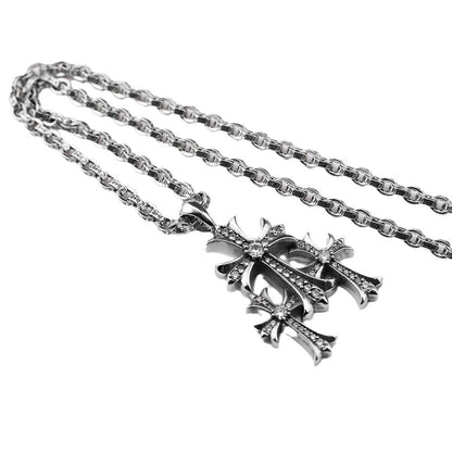 Chrome Hearts vintage diamond-studded three-cross bold letter chain