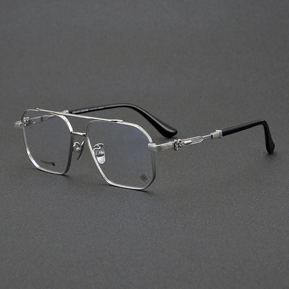 CHH Chrome Hearts Glasses Pure Titanium Double Beam Polygonal Myopia Glasses Frame & Sunglasses