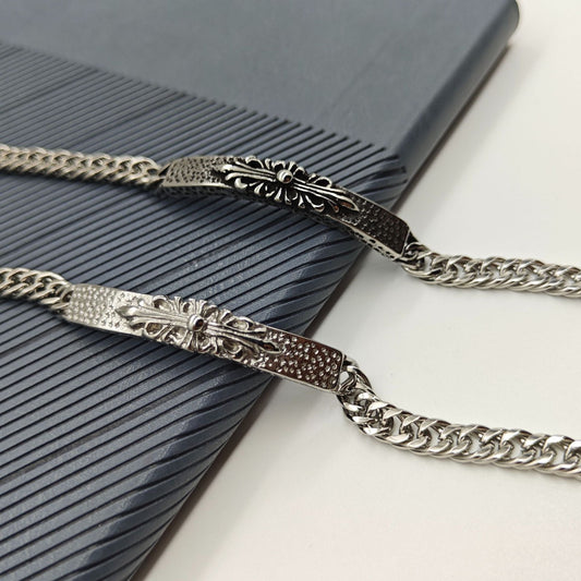 Chrome Hearts multi-layered retro cross flower curved bracelet