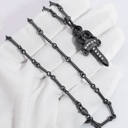 Chrome Hearts Retro Black Big Sword Diamond Necklace