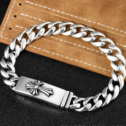 Chrome Hearts 925 Sterling silver Cross Motif Curb Chain Bracelet