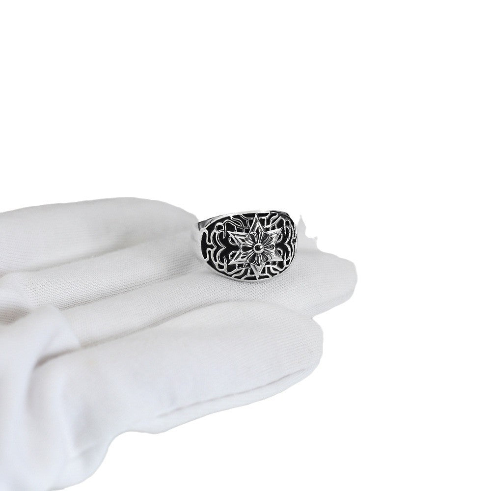 Chrome Hearts retro dark style six-pointed star closed ring
