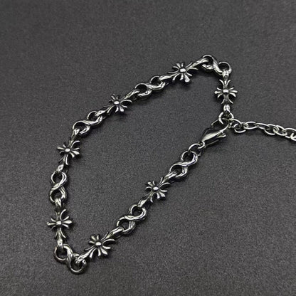 Chrome Hearts 925 Silver Tiny E CH Cross Bracelet