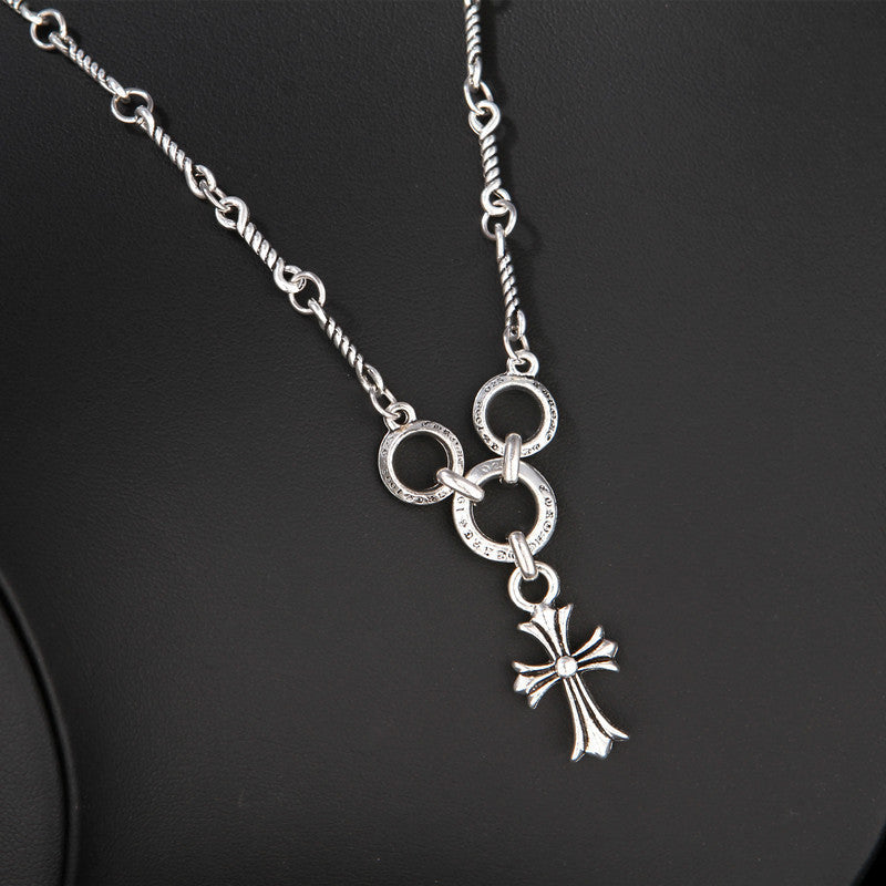 Chrome Hearts cross three-ring bamboo necklace
