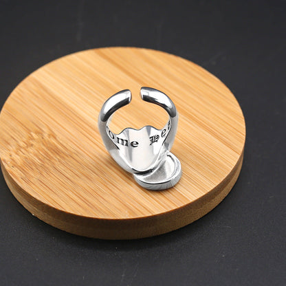 Chrome Hearts personality big tongue retro old open ring