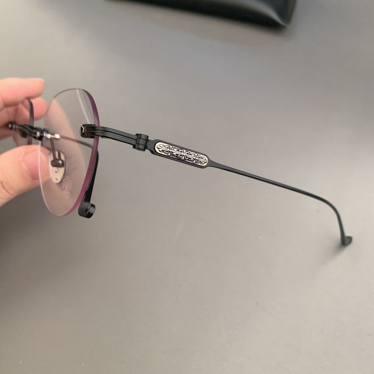 CHH Chrome Hearts Glasses Frameless Perforated Round Vintage Myopia Glasses Frame