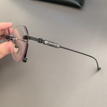 CHH Chrome Hearts Glasses Frameless Perforated Round Vintage Myopia Glasses Frame