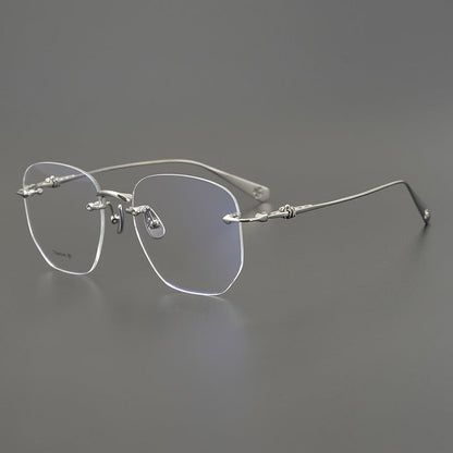 CHH Chrome Hearts Glasses Ultra Light Titanium Frameless Wide Myopia Glasses Frame
