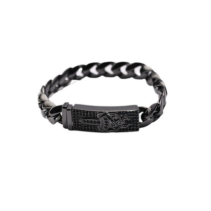 Chrome Hearts black full diamond holy Dagger ID Bracelet