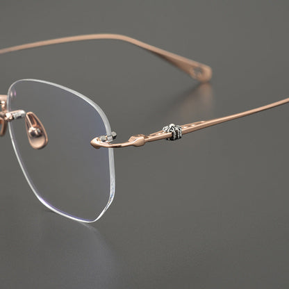 CHH Chrome Hearts Glasses Ultra Light Titanium Frameless Wide Myopia Glasses Frame