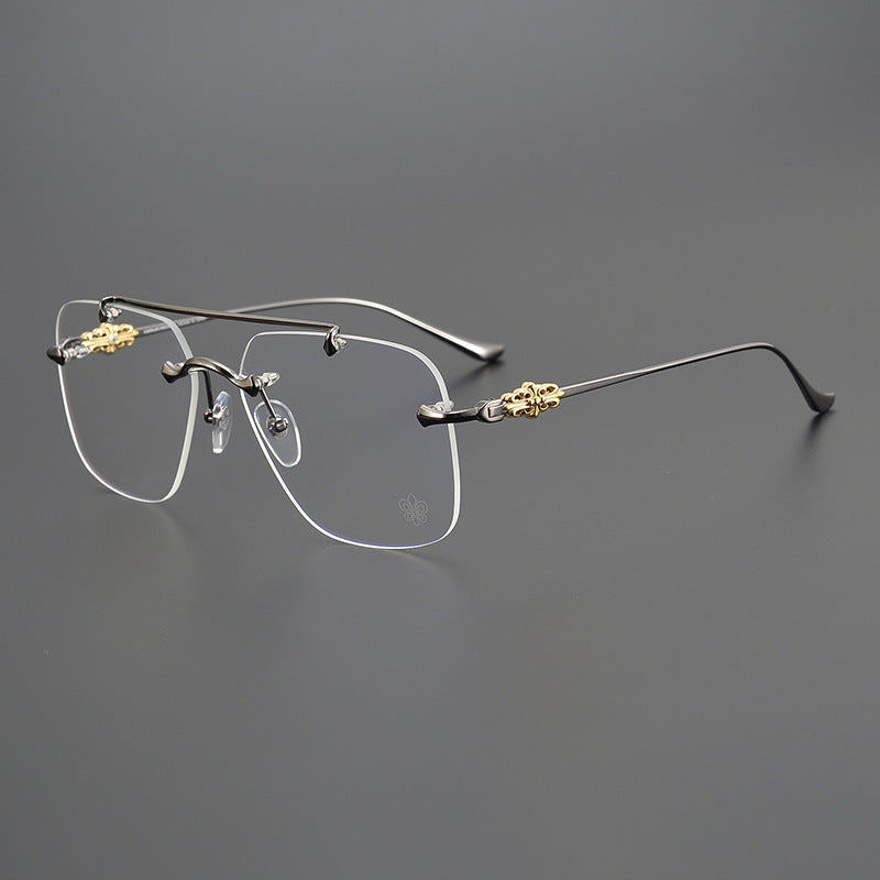 CHH Chrome Hearts Glasses Fashion Double Beam Frameless Myopia Glasses Frame