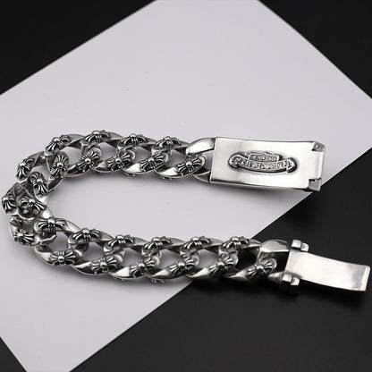 Chrome Hearts Floral cross heart ID bracelet